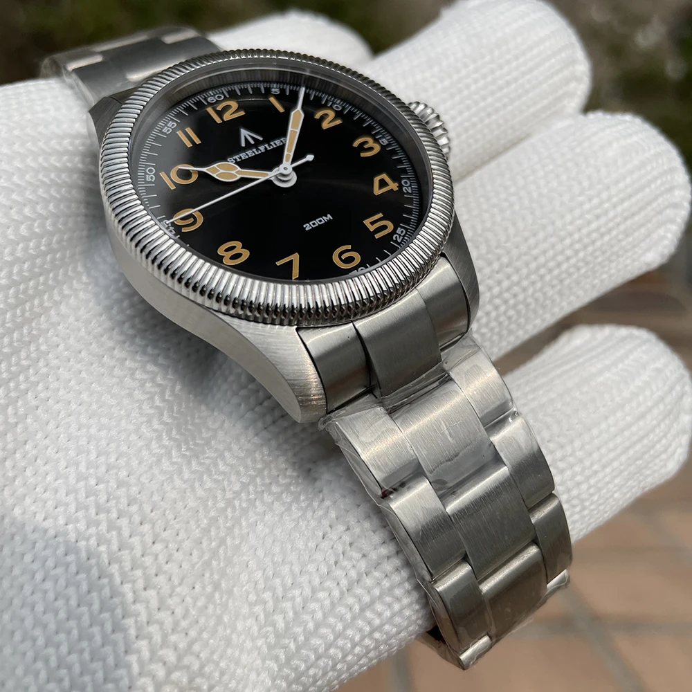 STEELFLIER oficial SF741 relojes de pulsera clásicos de cuarzo recuerdos espejo de zafiro VH31 silencioso 200M impermeable reloj luminoso de lujo