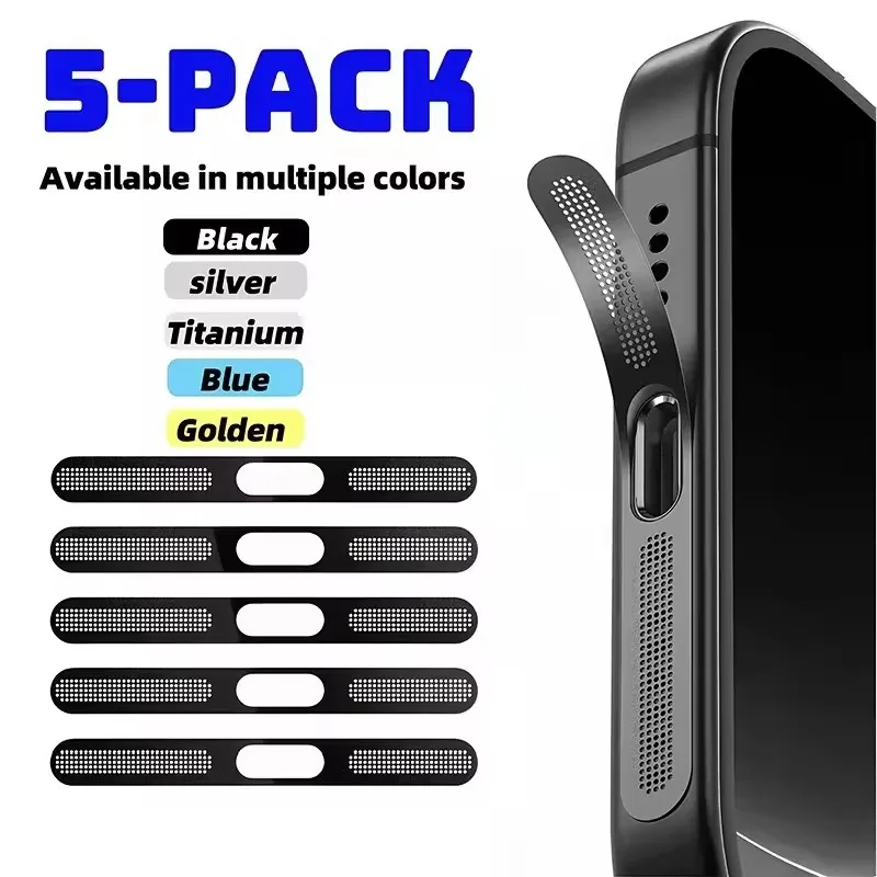 10 Piezas de Malla Metálica Antipolvo Adhesiva para iPhone 16 Pro 15 14 13 12 Series, Protector de Malla Antipolvo para el Orificio del Auricular Compatible
