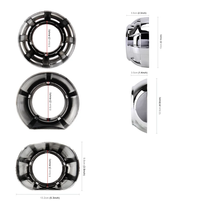 SANVI 2,5 pulgadas 3 pulgadas BI xenón/proyector LED lente máscara cubren accesorios de luz de coche
