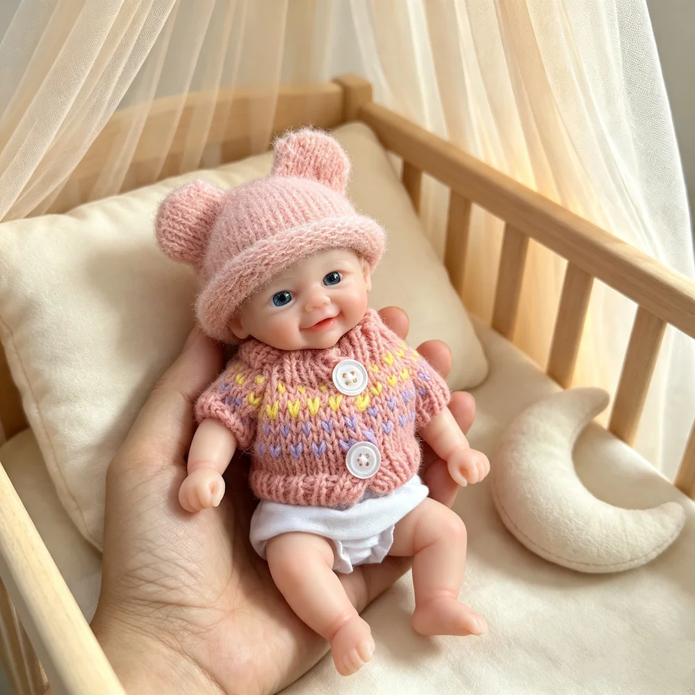 Muñeca Reborn Vivienne de Silicona de 6 Pulgadas, Realista, Suave, de Silicona Sólida, Lavable, Juguetes para Aliviar el Estrés