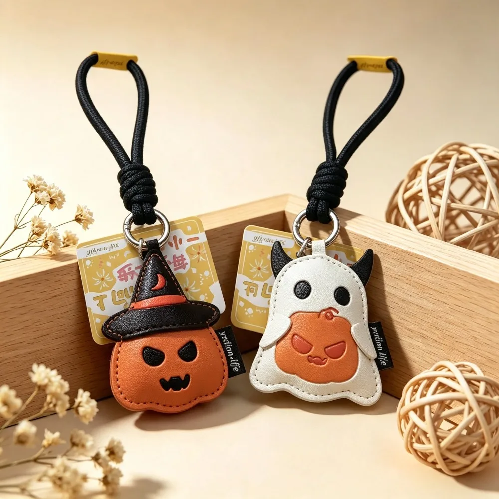 Llavero con Colgante de Fantasma de Calabaza, Adorno de Bolsa de Dibujos Animados, Llavero Compacto de PU para Bolsas, Fiestas de Halloween y Viajes de Vacaciones