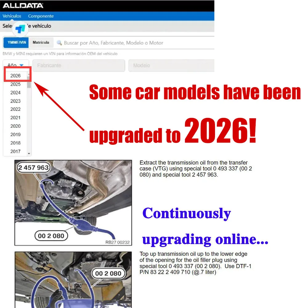 Cuenta en línea 2026 para diagrama de datos de coche Alldata, el más nuevo software de reparación de automóviles para taller, todos los datos Hay-nes Pro, compatible con móvil/PC