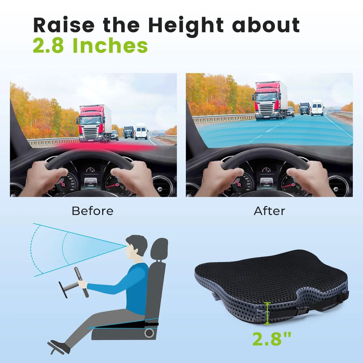 Cojín cómodo para asiento de coche, asiento de conductor, silla de oficina, silla de ruedas, cojín de asiento de espuma viscoelástica, soporte ortopédico