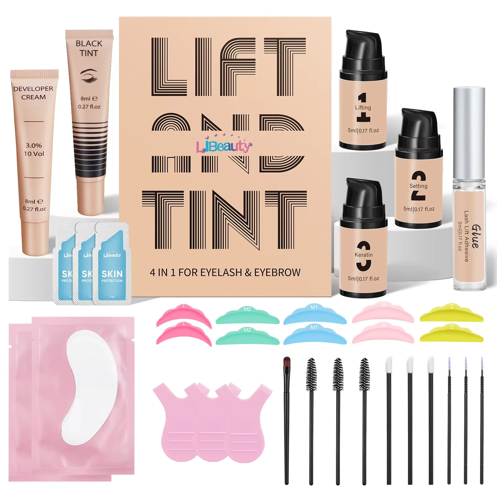 Libeauty-Kit de tinte para levantamiento de pestañas y cejas, juego de levantamiento de pestañas, laminación de cejas, herramientas de maquillaje para ojos de 5 a 8 semanas