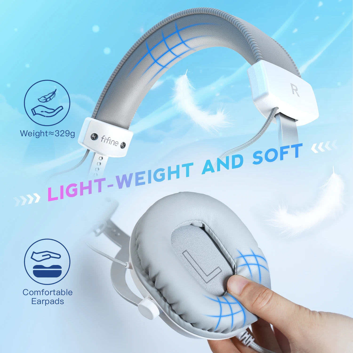 FIFINE-auriculares para juegos USB con sonido envolvente 7,1/conector de 3,5mm/micrófono, auriculares con cable sobre la oreja para PC PS4/5 Xbox Ampligame H9W