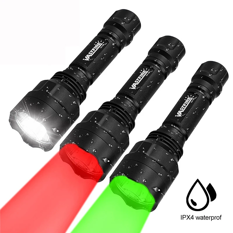 Linterna táctica LED verde/roja/blanca para caza C8, linterna profesional de 1 modo + 18650 + cargador + interruptor remoto + soporte para mira de Rifle