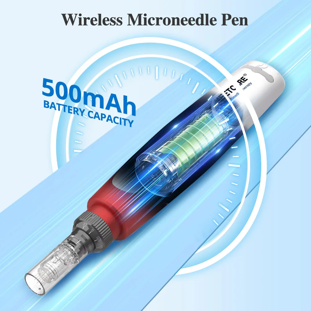 Dermapen Inalámbrico Profesional de Microagujas de 0.2mm con 5 Velocidades Ajustables y Cartucho de Bayoneta