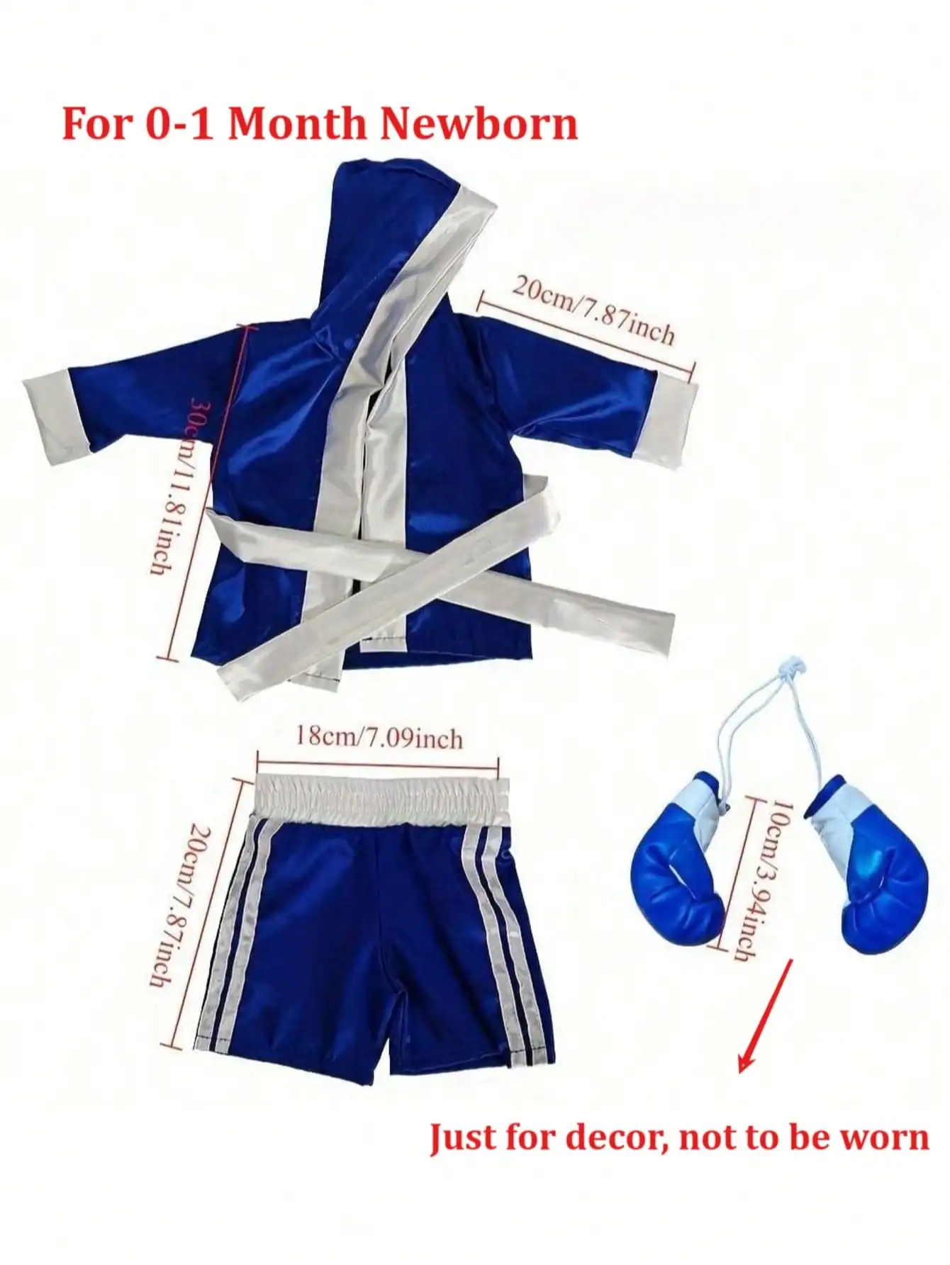 Trajes de fotografía para recién nacidos, conjunto de bata de boxeo para bebé con guantes, pantalones cortos tipo bóxer, accesorios, disfraces de campeón de boxeo