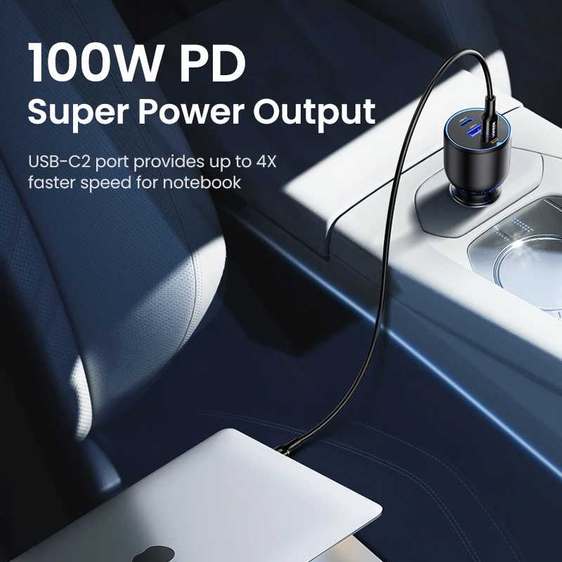 Cargador Rápido para Auto UGREEN 130W USB C para Xiaomi, iPhone 18, Samsung Galaxy S25, Laptops, Carga Rápida PD3.0, Cargador USB Tipo C para Auto