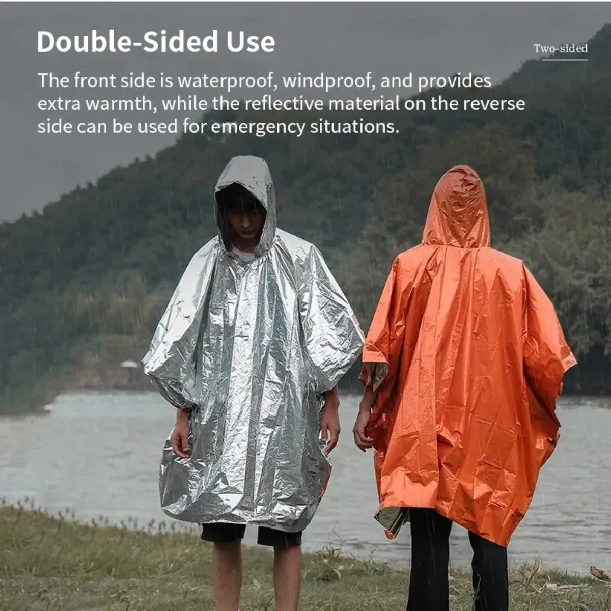 Poncho Impermeable de Emergencia, Manta Impermeable, Equipo de Supervivencia para Camping, Aislamiento contra el Frío, Equipo de Camping