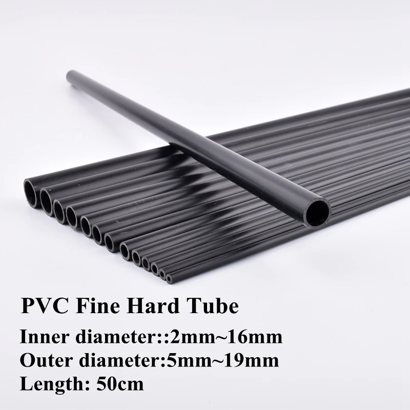 2 uds I.D 2mm-16mm tubo de agua de PVC negro longitud 50cm tubo duro hueco accesorios de riego de jardín accesorios de tubo de acuario DIY
