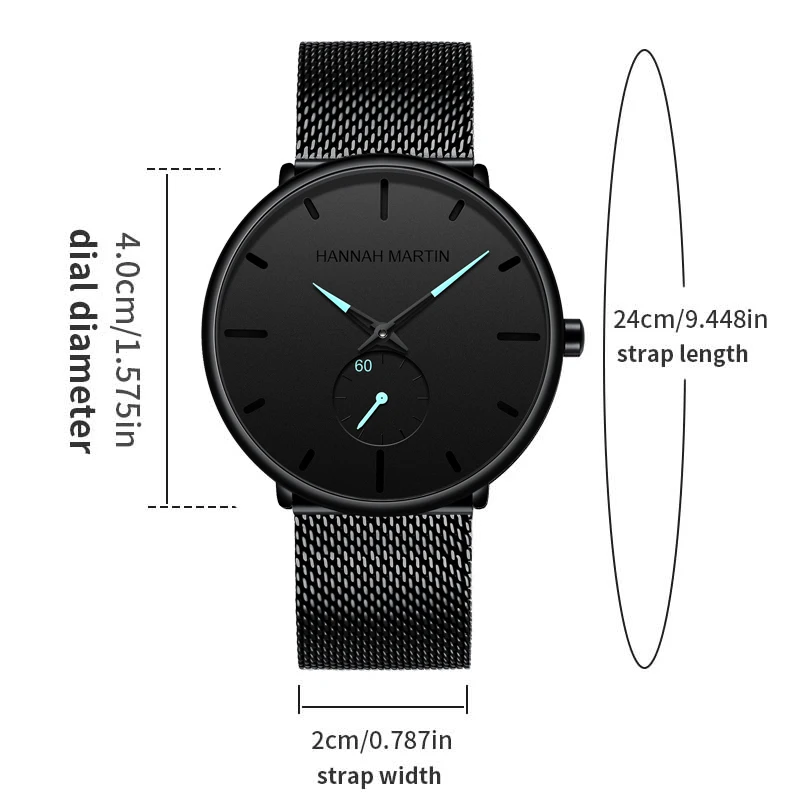 Reloj de Pulsera para Hombre, Diseño Simple y Moderno, Caja de 40 mm, Resistente al Agua, Correa de Acero Inoxidable, Esfera Pequeña, Cuarzo, Relogio Masculino