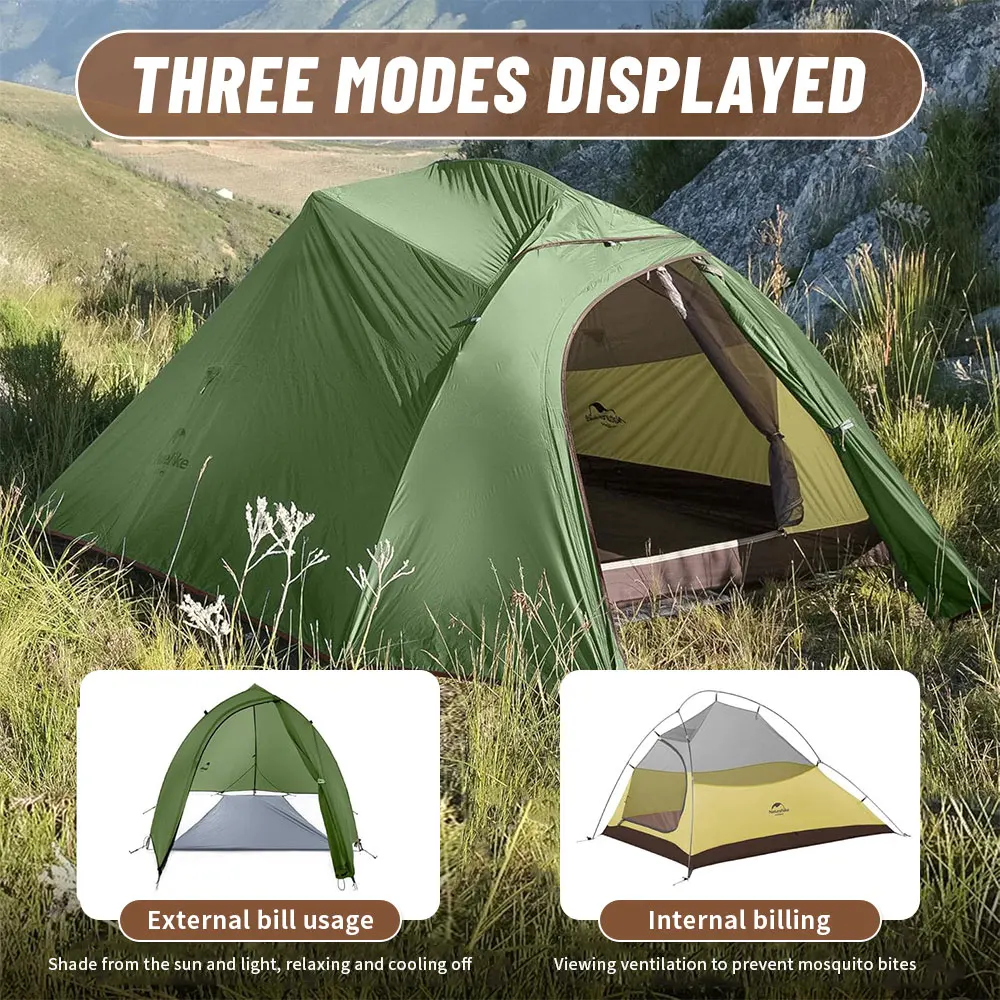 Naturehike Cloud Up 1, 2 y 3 personas tienda de campaña ultraligera impermeable tiendas de senderismo senderismo mochilero refugio tienda de viaje