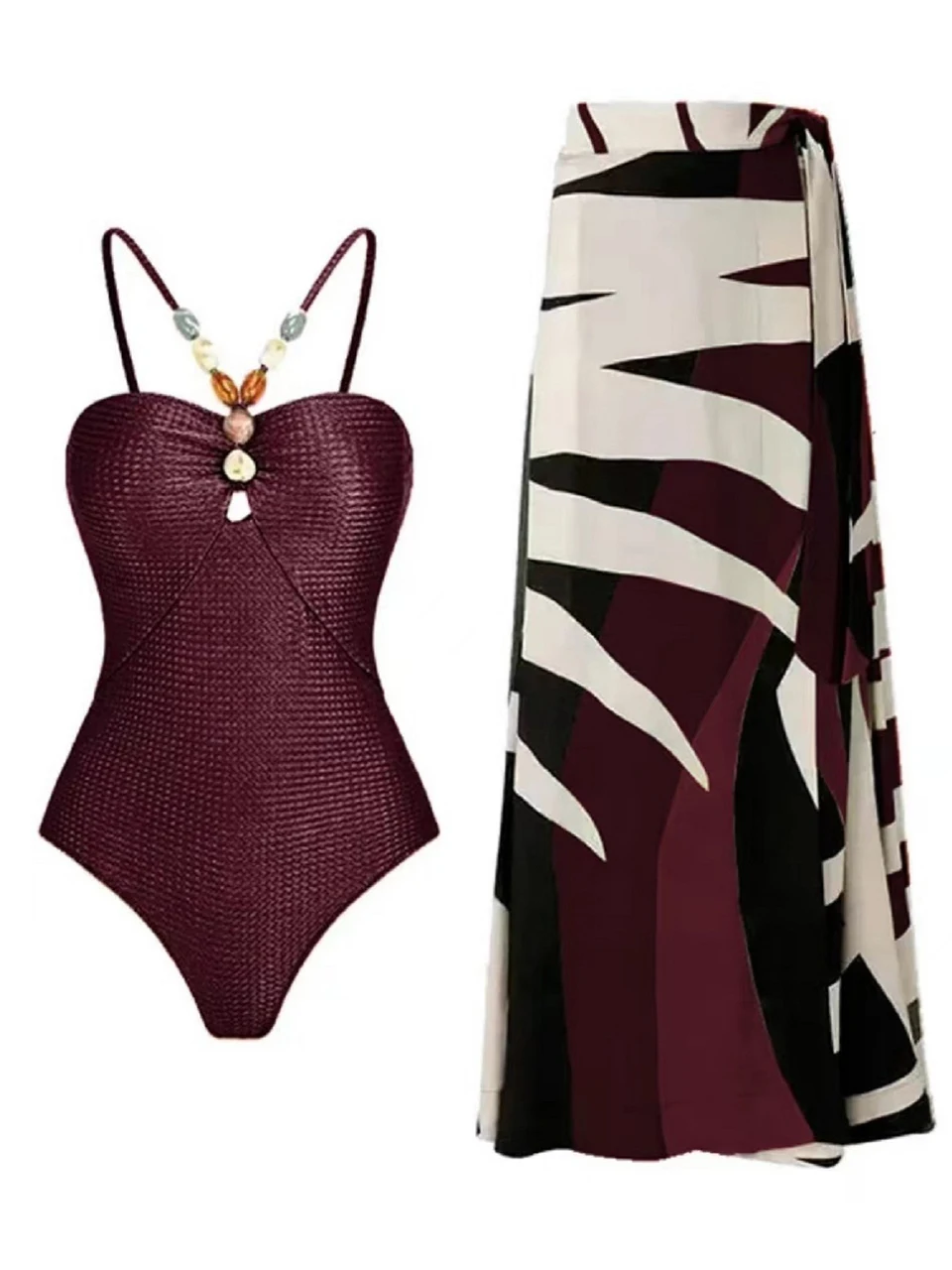 Bikinis de Dos Piezas, Traje de Baño para Playa 2026, Body Sexy con Cordones y Falda Larga para Mujer, Conjunto de Bikini para Baño y Natación de Verano