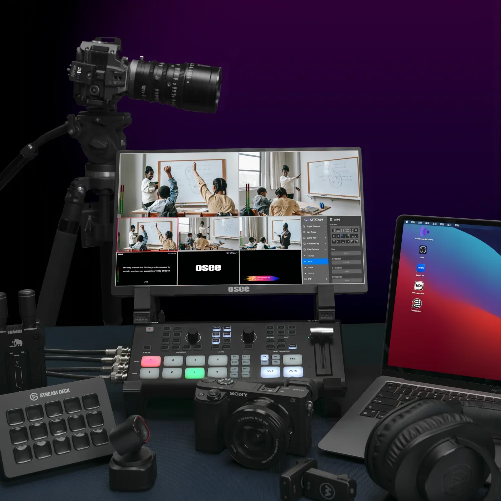 Osee GoStream Duet cámara múltiple SDI HDMI transmisión en vivo conmutador mezclador de vídeo con grabación SD compatible con NDI HX
