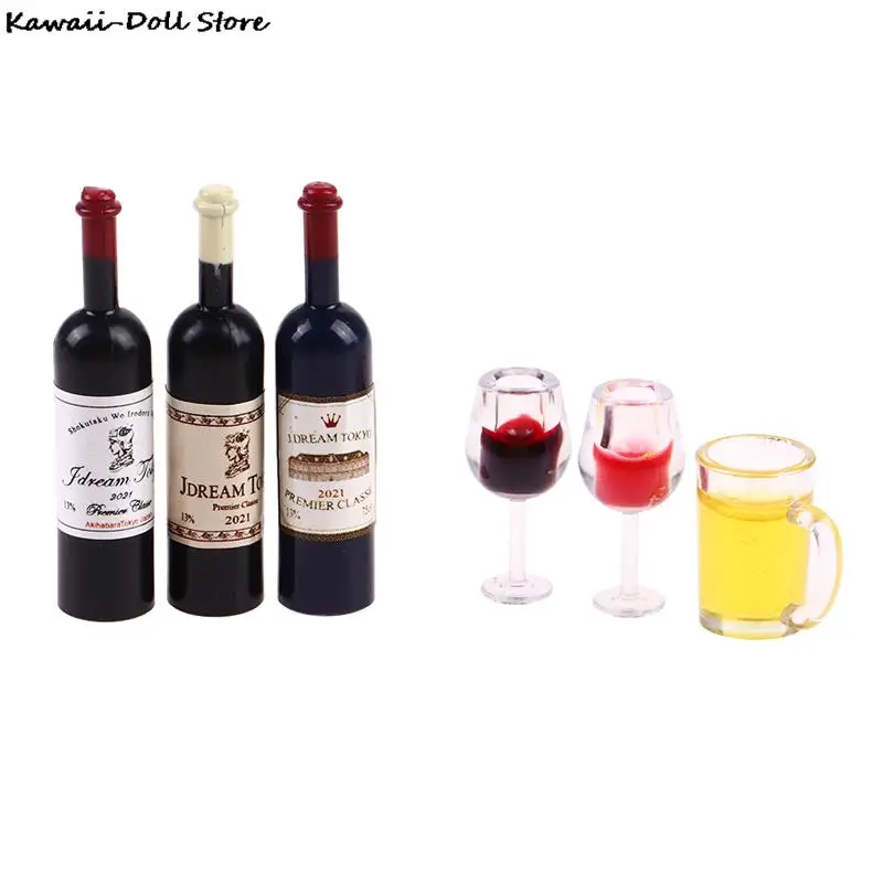 Copa de vino en miniatura para casa de muñecas 1:12, Mini copa de vino tinto, modelo para casa de muñecas OB11 BJD, accesorios de decoración para cocina y restaurante