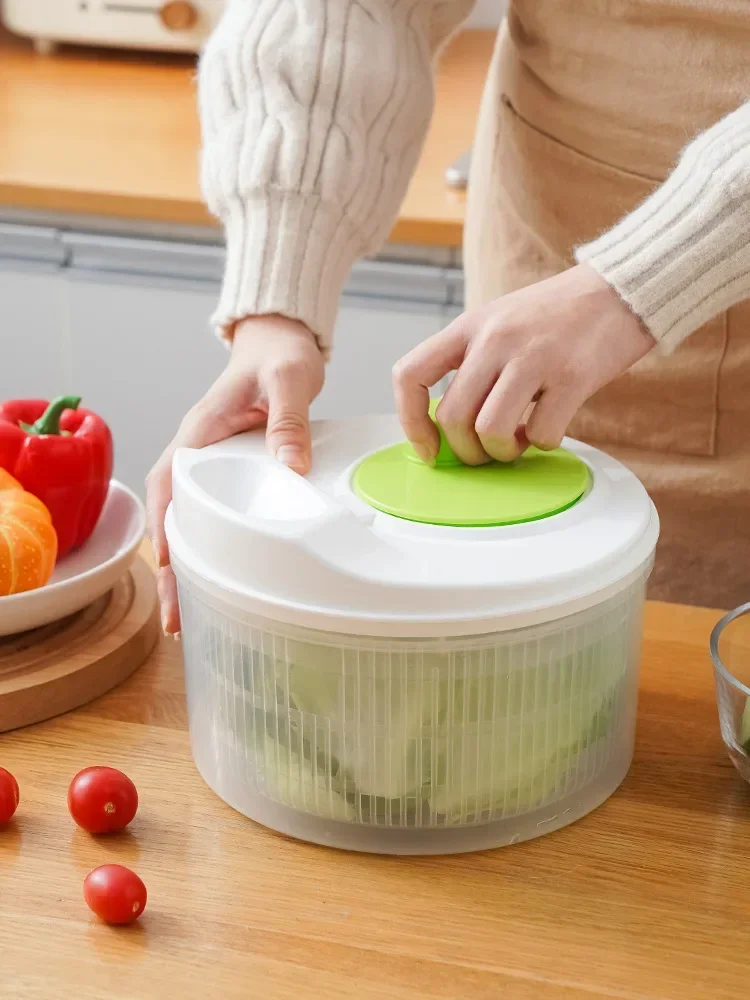 Escurridor de Ensaladas para Verduras de Hoja, Lavador y Secador de Lechuga, Herramienta Escurridora y Conservadora de Verduras para Cocina