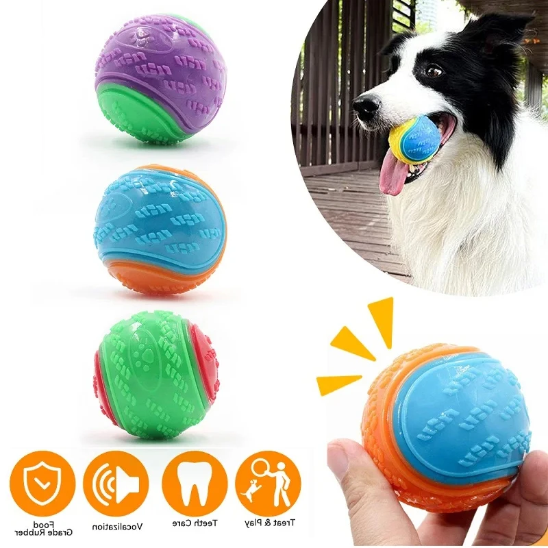 Pelota interactiva para perro, juguete suave de TPR para entrenamiento interactivo, Limpieza de dientes de Mascota, resistente a las mordeduras, Color aleatorio