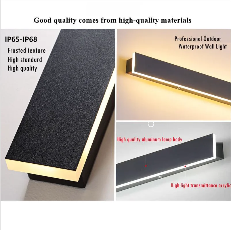 Luz de pared larga iluminación exterior impermeable Ip65LED jardín país Villa balcón luz interior pared dormitorio sala de estar luz