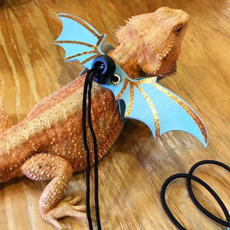 Correa de dragón barbudo ajustable con alas de murciélago, arnés de lagarto de cuero suave para anfibios y otros reptiles pequeños, 3 uds., novedad de 2022