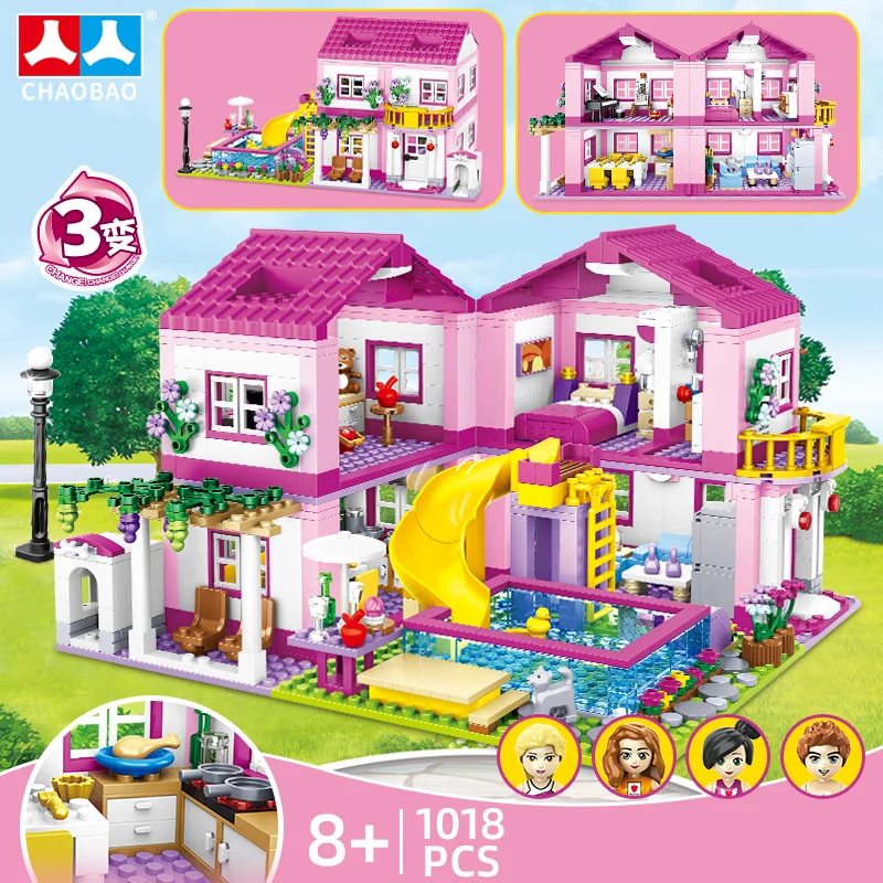 Amigos ciudad calle vista casa vacaciones de verano Villa Castillo modelo conjuntos de bloques de construcción figuras DIY ladrillos juguetes para niños niñas regalo
