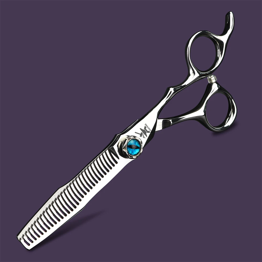 XUANTENG-Tijeras plateadas para el cabello con tornillo de ojo del diablo, tijeras de corte y tijeras de adelgazamiento de 6 pulgadas, tijeras japonesas de acero 440C