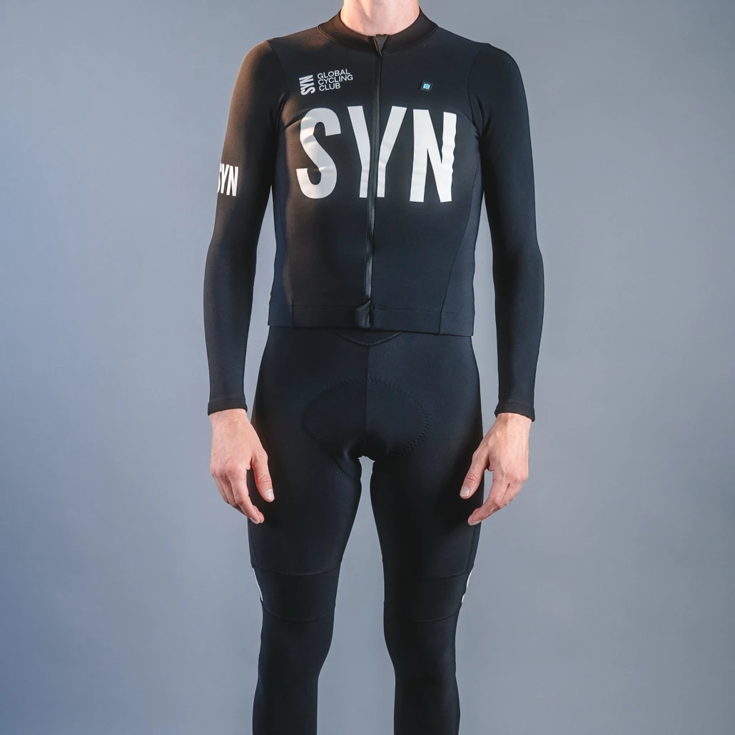 SYN Camiseta de ciclismo de manga larga de forro polar negro de invierno 5-10 ℃   Ciclismo al aire libre camiseta de ciclismo unisex de algodón cálido de alta calidad para hombres