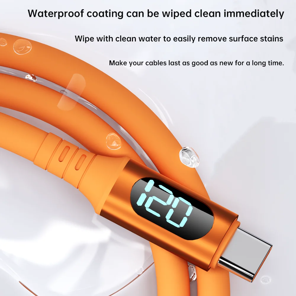 NNBILI Cable de Carga Rápida USB-C a Tipo C de 6A y 120W con Pantalla Digital LED para Samsung, HUAWEI, Xiaomi, Oppo, Vivo