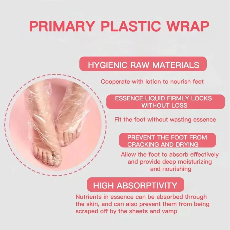 100 Uds. Bolsas desechables transparentes para manos y pies, previenen la infección, elimina los pies agrietados, cuidado de las manos, cubiertas de cera para SPA, guantes de baño, calcetines