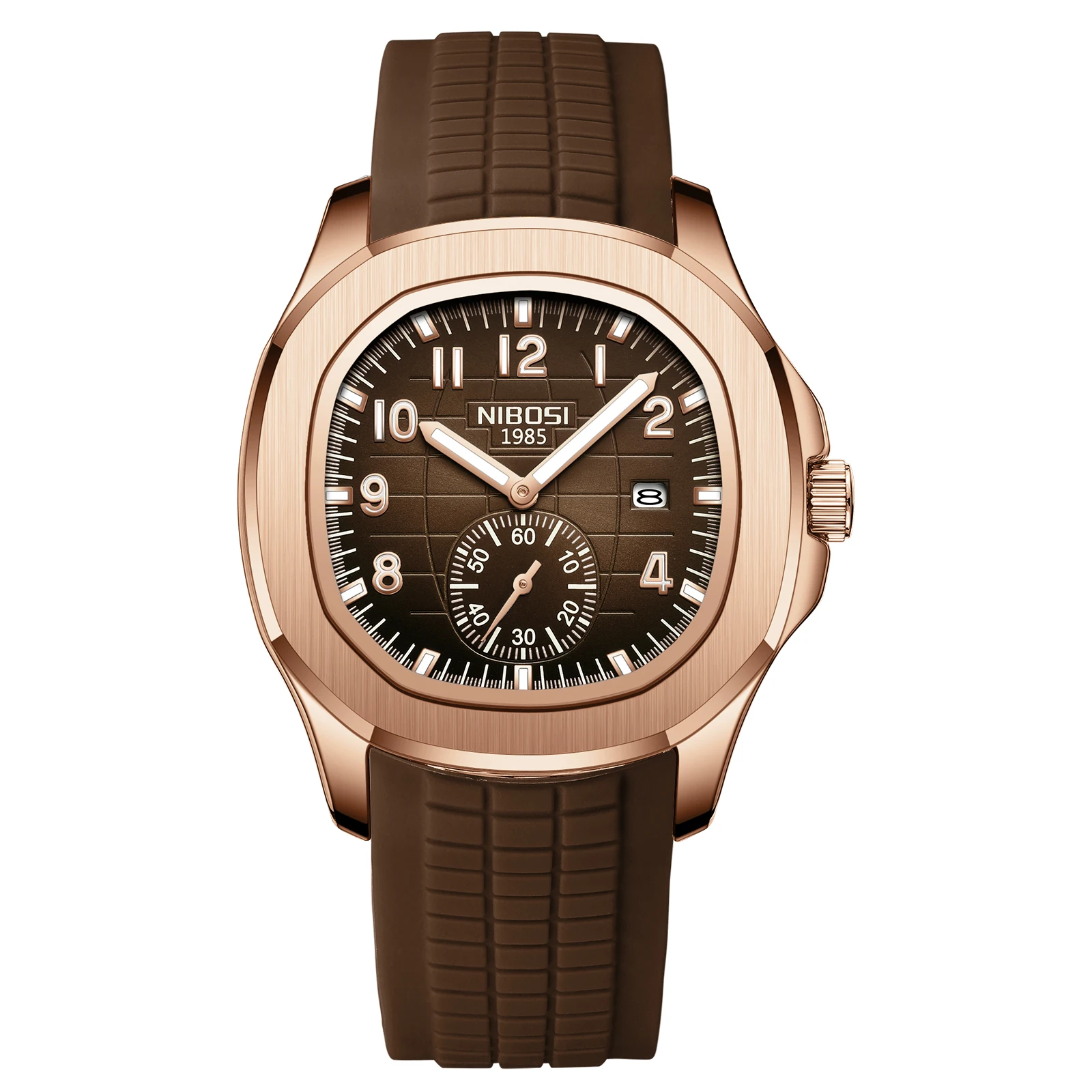 Relojes NIBOSI para hombre, reloj militar analógico con calendario, correa de silicona negra, relojes de pulsera impermeables para hombre, diseño minimalista