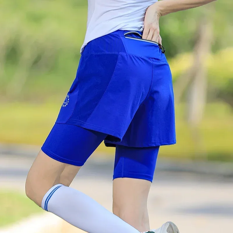Pantalones cortos de cintura alta para mujer, ropa deportiva 2 en 1 para entrenamiento, Yoga y gimnasio