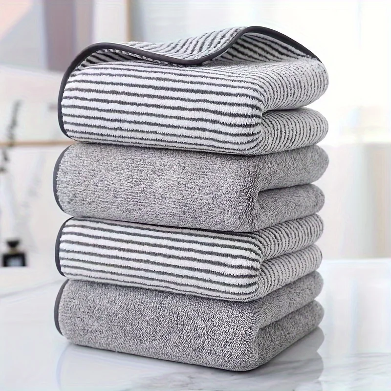 Toalla de mano de bambú a rayas, absorbente y de secado rápido, súper suave, agradable para la piel, para el baño del hogar, 35x75cm, 1 Uds.