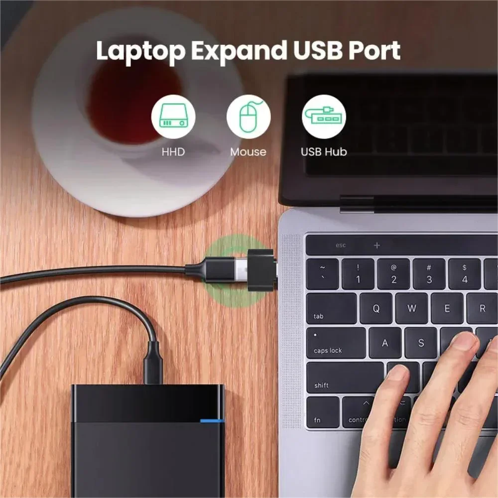 Adaptador USB 2,0 tipo C USB macho, convertidor OTG macho USB-C de aluminio negro, Mini colores metálicos para puerto tipo C