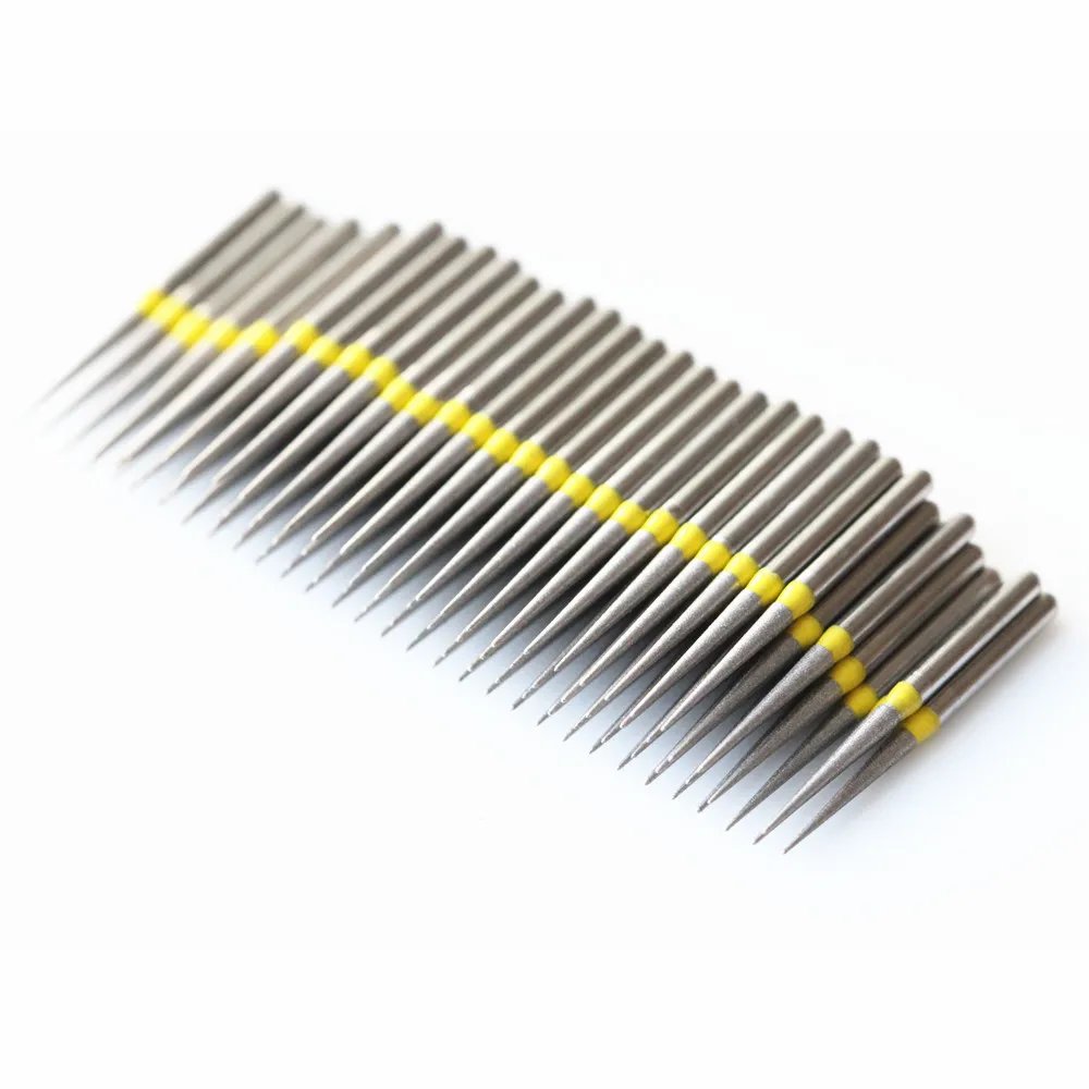 50 piezas/bolsa de fresas de diamante supergruesas/estándar/finas/extrafinas para odontología, broca FG de 1.6 mm, herramientas de alta velocidad para decoraciones dentales.