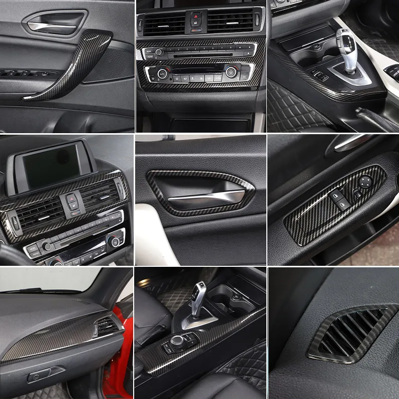 Para BMW 1 2 Series F20 F21 F22 F23 2012-2018 ABS fibra de carbono Control central de coche decoración Interior pegatina accesorios de coche
