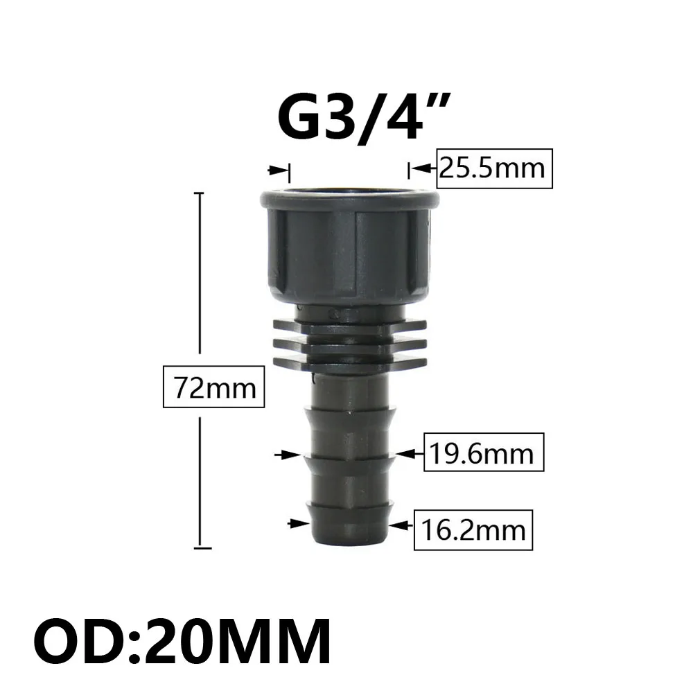 5 unidades de manguera de jardín de 16/20/25/32mm, conector de lengüeta de tubo de PE, rosca de 1/2 3/4 1 ", acoplador de codo recto, juntas de riego agrícola