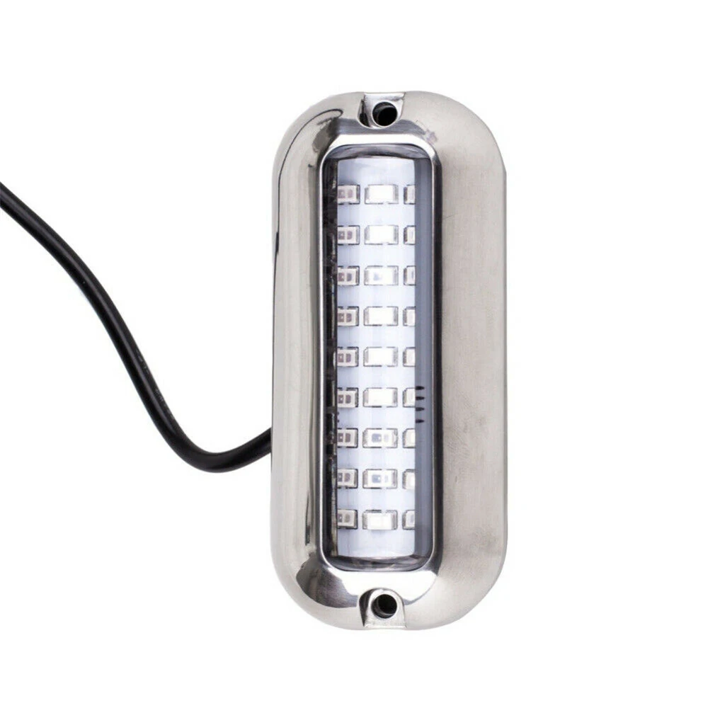 2 uds 27LED azul/blanco/rojo luces impermeables de acero inoxidable pontón subacuático para popa de barco marino y lámpara de vela de luz azul 50W