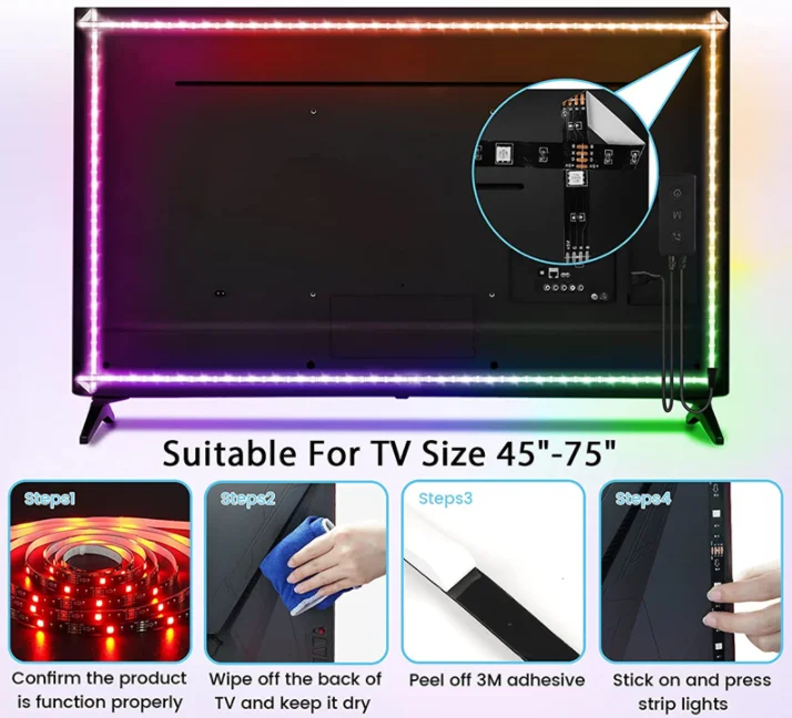 Tira de LED USB de 5V CC, 1 metro, 5050, impermeable, RGB, flexible, 50 cm, 1 m, 2 m, con control remoto de 17 teclas para fondo de TV