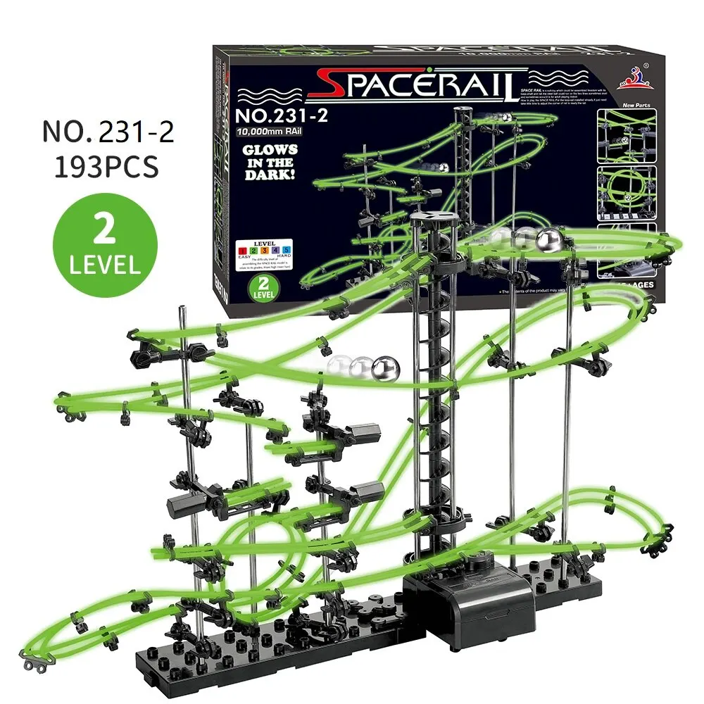 Laberinto de carrera de mármol, juegos de pista luminosa, montaña rusa Spacerail, nivel 2 3 4, modelo de ascensor eléctrico, juguete educativo de ciencia