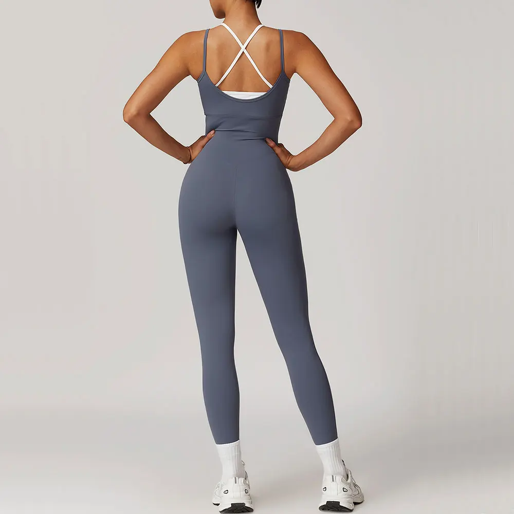 Mono bloqueado de Color, conjunto de gimnasio, traje de Yoga para mujer, ropa deportiva cruzada en la espalda, mono deportivo para mujer, peleles de Fitness, monos de entrenamiento