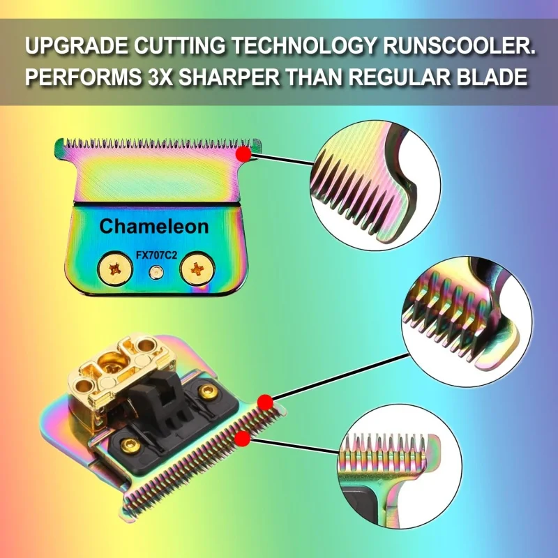 2 paquetes de cuchillas de repuesto DLC coloridas FX707Z compatibles con la cuchilla de recortadora BaByliss Barberology FX787 y FX726, DLC 2.0