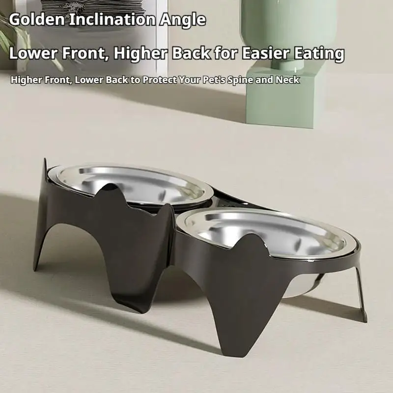Juego de Comederos Ergonómicos para Gatos con Protección para el Cuello, Diseño Doble para Agua y Comida, Antideslizante