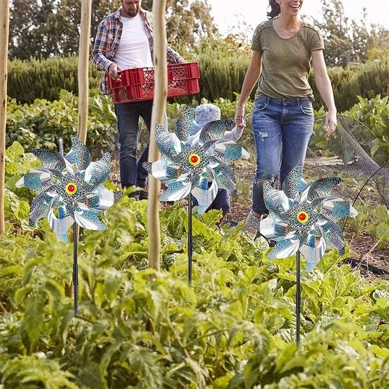 1 Uds repelente de aves molinetes reflectantes brillantes espantapájaros molinete molino de viento Spinner para jardín césped decoración de patio mantener los pájaros afuera