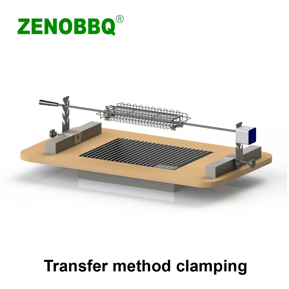 ZENOBBQ-cesta giratoria para asador, parrilla de pescado, escupir para barbacoa, estante automático para carne, accesorios para asador de ajuste de longitud libre para hornear