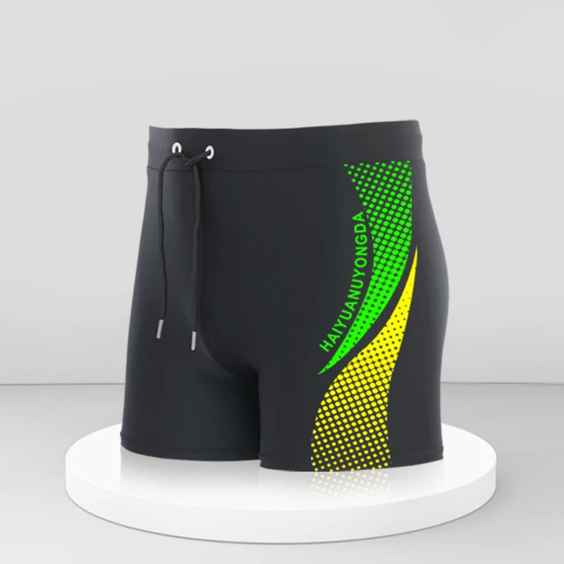 Traje de Baño para Hombre con Estampado Geométrico y de Letras, Talla Europea, con Cordón Ajustable, Secado Rápido y Elástico, para Verano