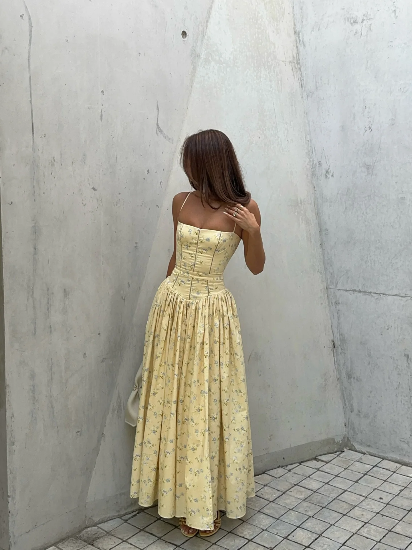 Mingmingxi Vestido largo con estampado floral y tirantes finos para mujer, vestido elegante de verano con cordones, vestido fluido para fiesta, vacaciones, playa