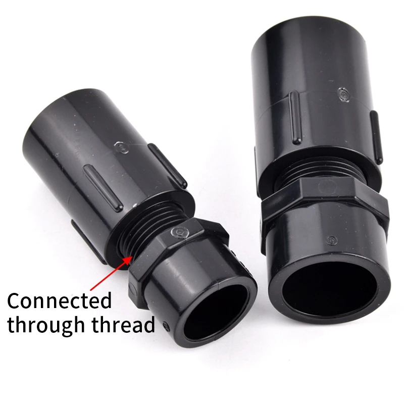 Conector directo de PVC negro, rosca macho/hembra de 1/2 "3/4" 1 "a 20/25/32mm, accesorios de junta recta para tubería de agua de riego de jardín