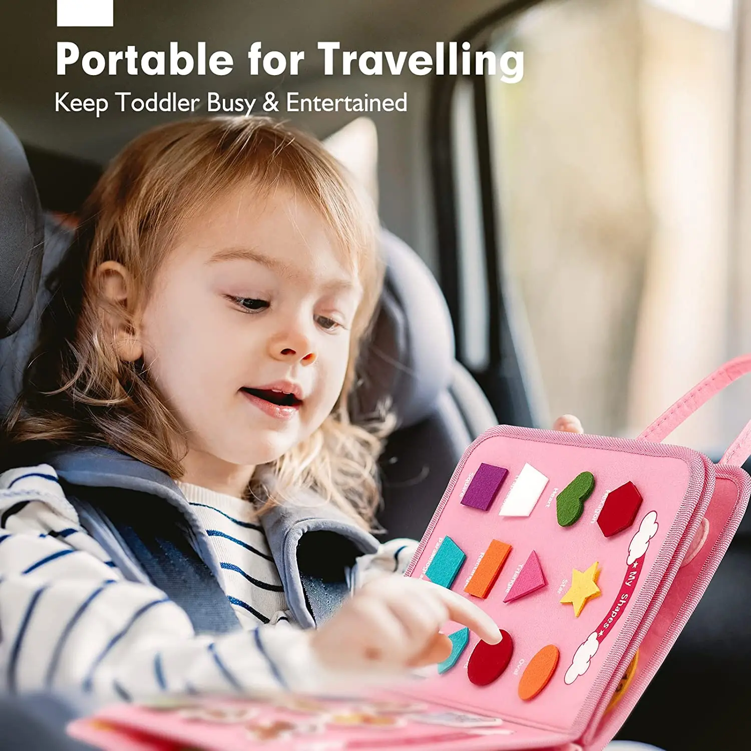 Juguetes Montessori, tablero ocupado, tablero de desarrollo de actividades sensoriales para niños pequeños para habilidades motoras, juguetes educativos de actividades de viaje