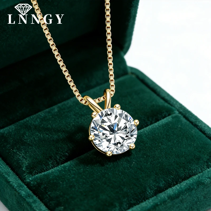Collar de Moissanita Certificado por Lnngy de 0.5ct a 5ct, Brillante Collar con Colgante de Diamante Cultivado en Laboratorio para Mujer, Joyería Diaria