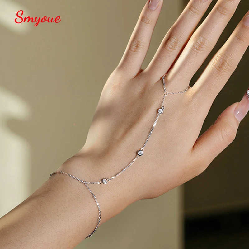 Smyoue-Pulseras de moissanita de 3MM para mujer, cadena ajustable de tamaño de muñeca de 14-21cm, joyería chapada en plata de ley 925 de 18K, venta al por mayor